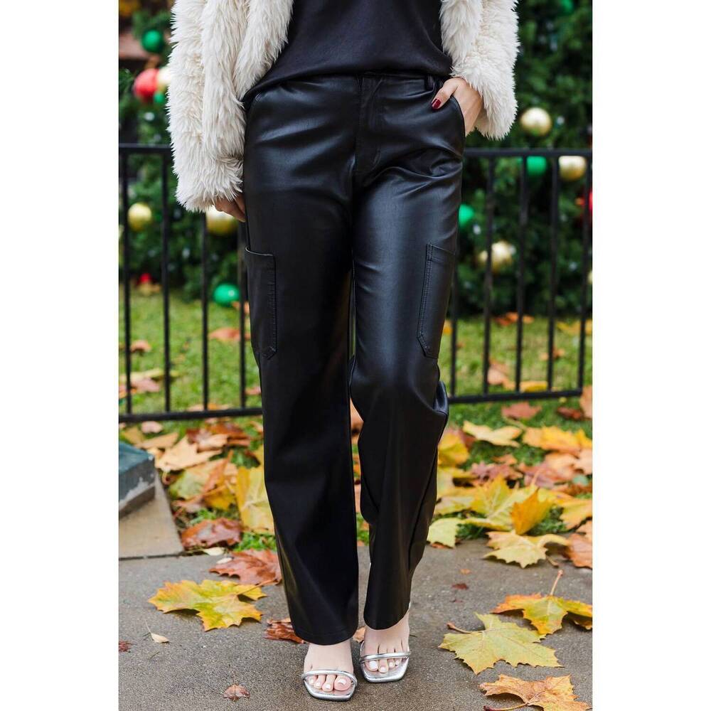 NEW VENTI6 in the moment faux leather pants in black